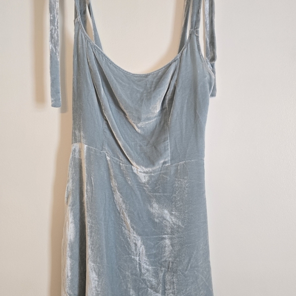 Reformation Minna Velvet Mini Sun Dress in Blue Turquoise 2 Sundress - Picture 5 of 9